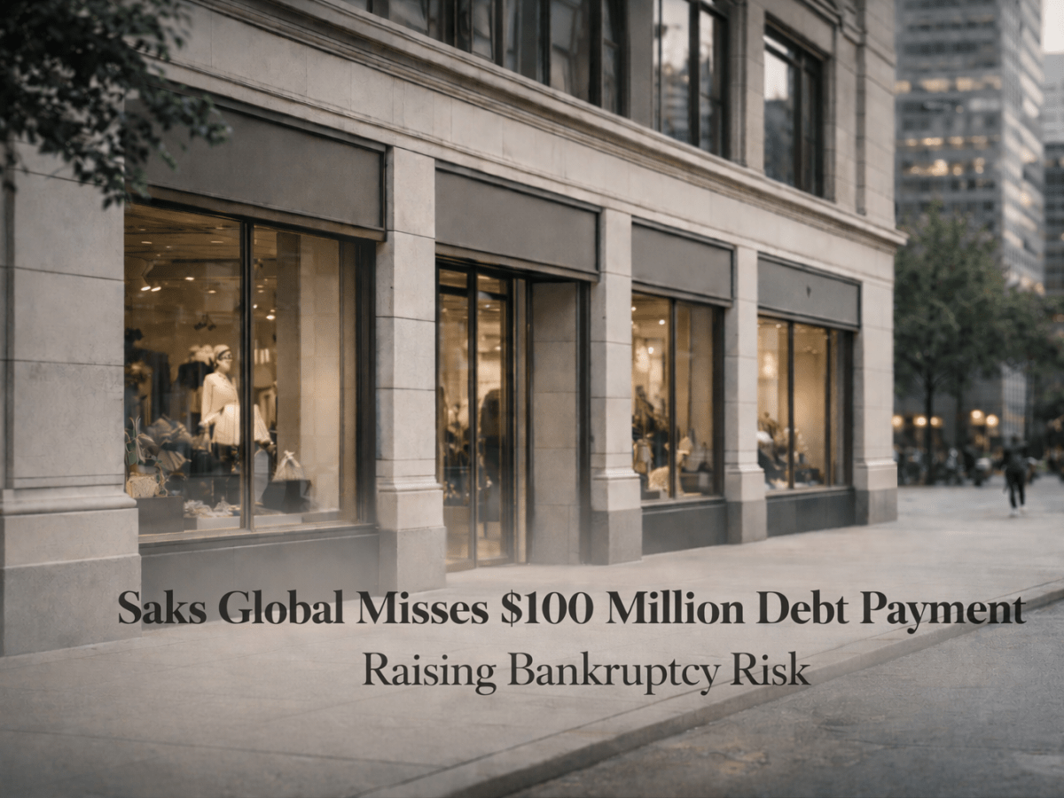 Saks Global Misses $100 Million Debt Payment, Raising Bankruptcy&nbsp;Risk